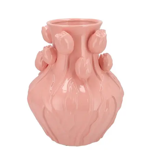 Keramik Vase Mara Tulpe rosa 28x28x35cm