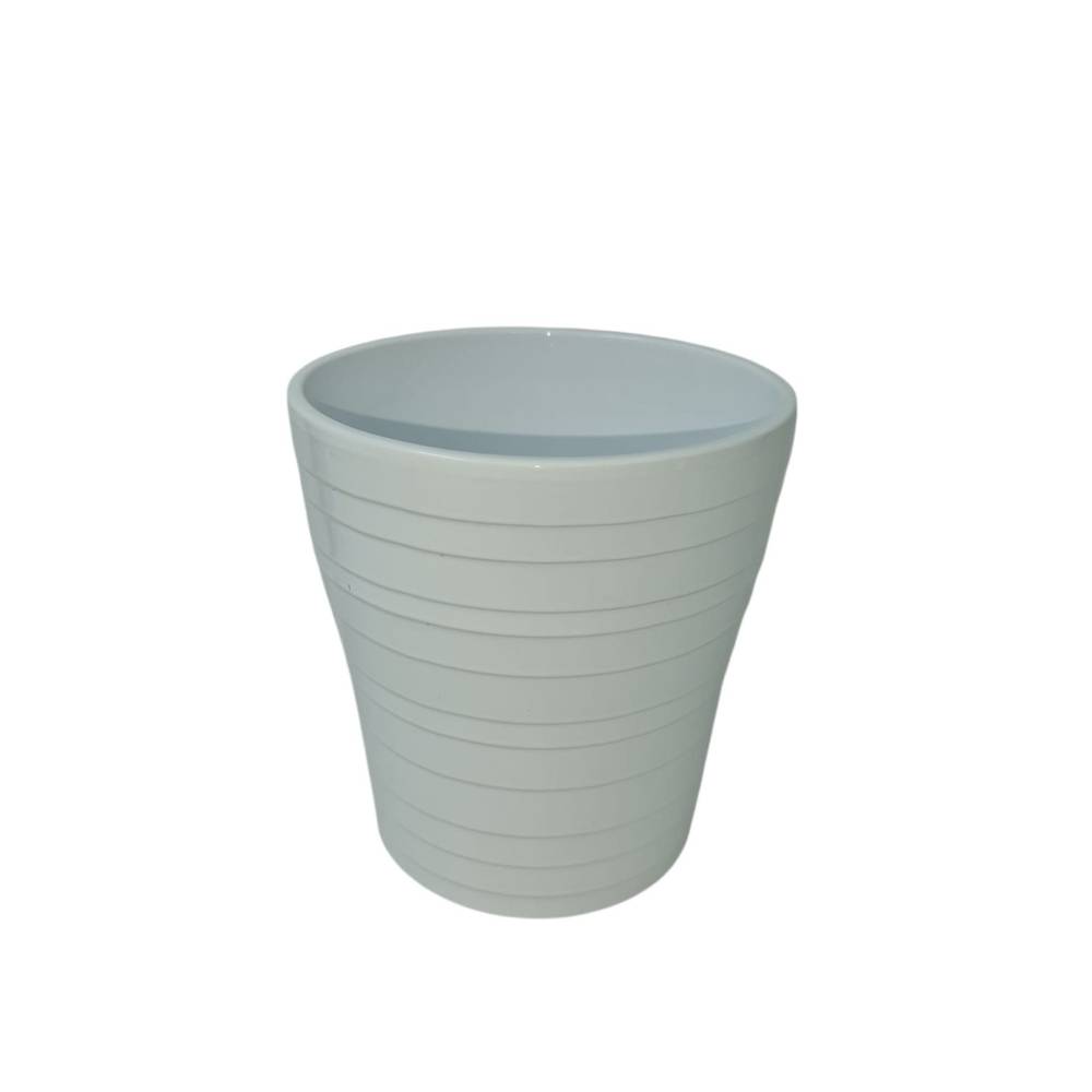 Keramik Orchidee Übertopf ribbed weiss D13cm H13cm