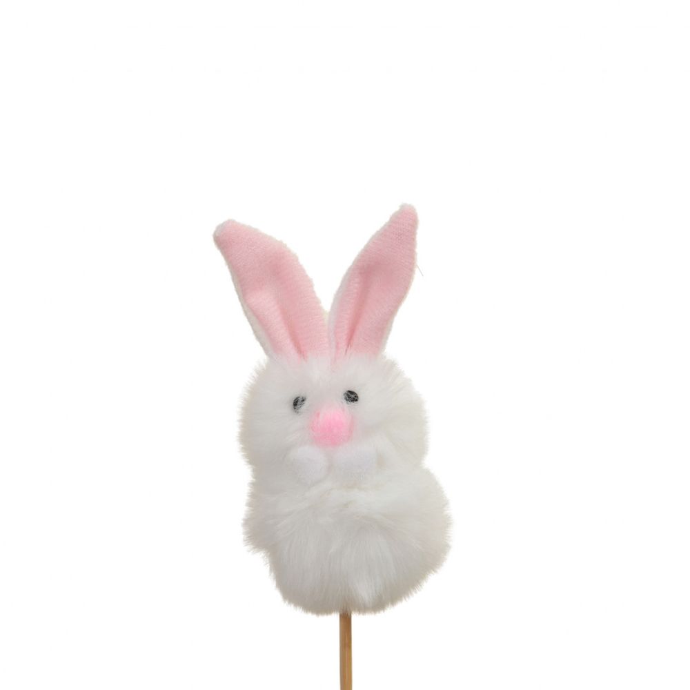 Kaninchen auf Stab fluffy weiss h25cm 7cm