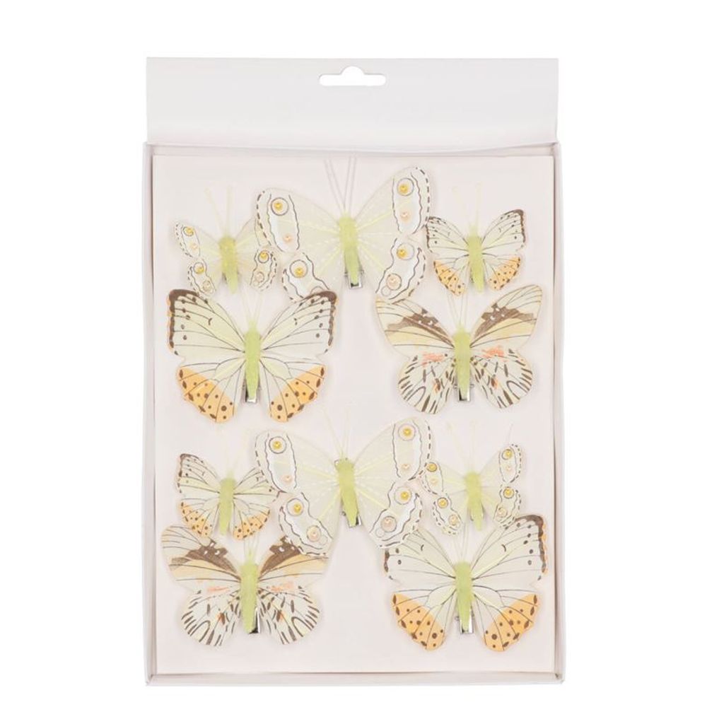 Schmetterling auf Clip gelb 5-8cm mix Pro 10 Stück
