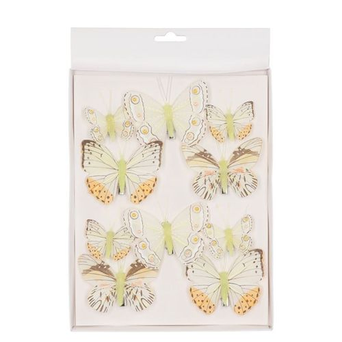 Schmetterling auf Clip gelb 5-8cm mix Pro 10 Stück