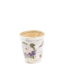 Holz Übertopf Blume creme D13cm H14cm