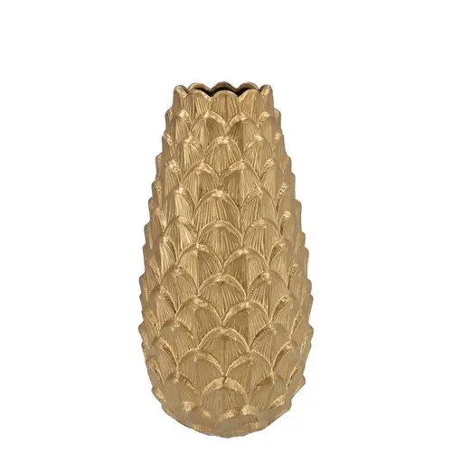Keramik Vase Tannenzapfen gold 14x25cm