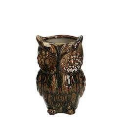 Keramik Vase Eule braun 10.5x10x16cm