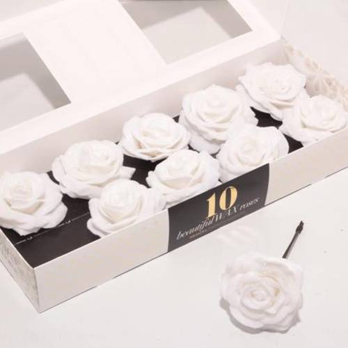 Seiden Wachs Rose weiss schnee d12cm (800) Diamond
