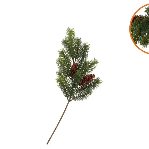 Seiden Kiefer mit Zapfen grün L48cm
