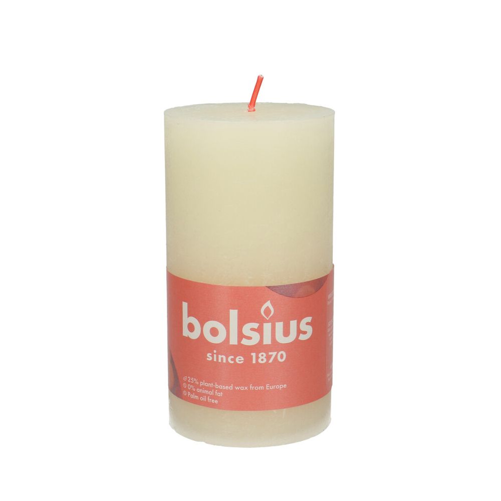 Stumpfkerze rustik Eco creme D07cm H13cm