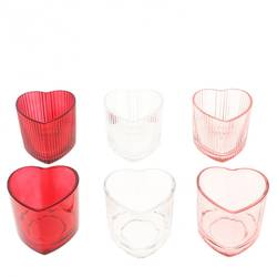 Glas Teelicht Herz mix Valentine D07.5cm H06.5cm