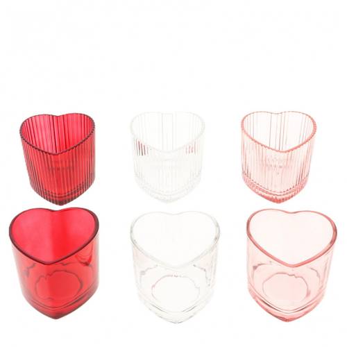 Glas Teelicht Herz mix Valentine D07.5cm H06.5cm