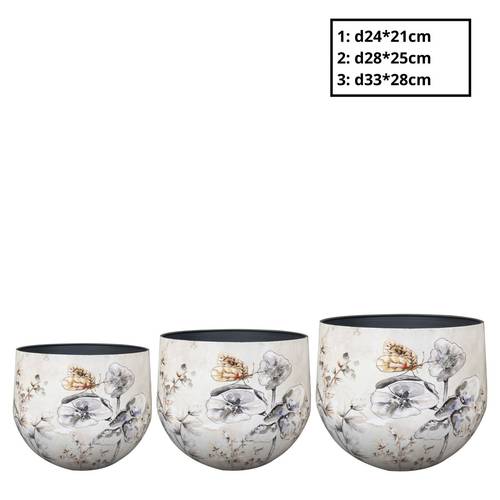Metall Übertopf Moonlight grau 3/Set D33cm H28cm 