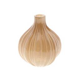Glas Vase Velin hell braun D12cm H14.5cm
