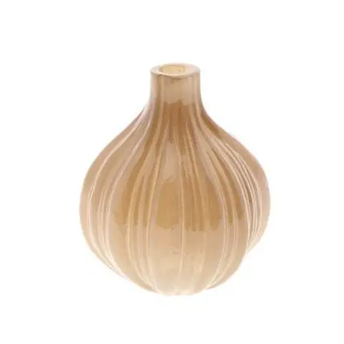 Glas Vase Velin hell braun D12cm H14.5cm